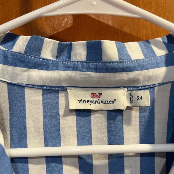Vineyard Vines Blue & White Striped Button-Up Shirt – Size 24, New Without Tags - Picture 3 of 4